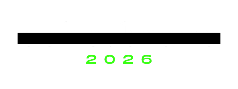 Grainy black-and-white image of an airport runway with planes in the background, overlaid with the word “echo.bravo” struck through by a black bar and the neon-green text “2026” beneath.