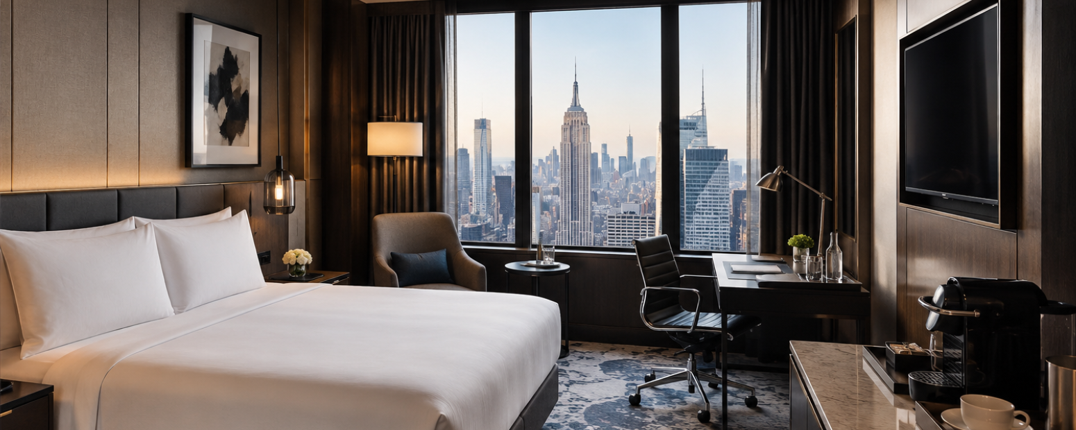 Premium hotel room interior representing best hotels in New York for business travellers