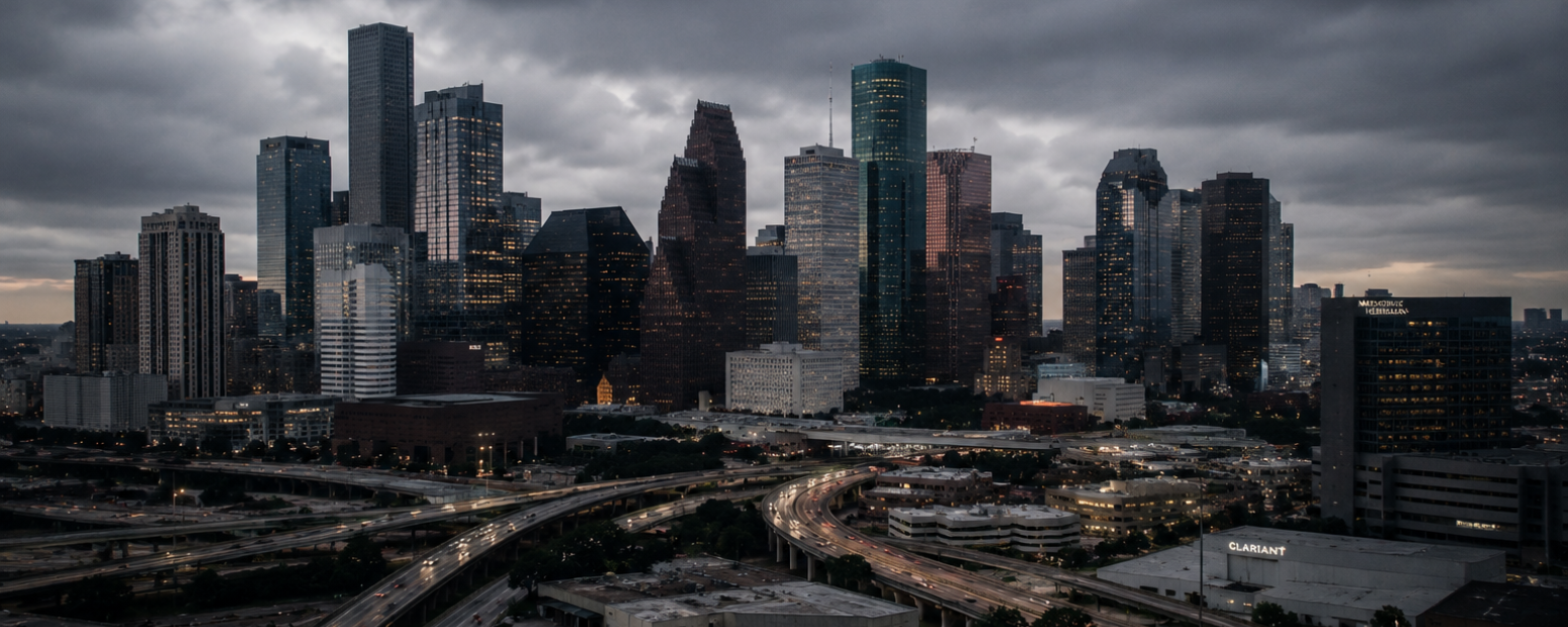 UK business travel Houston — Energy Corridor and downtown districts Houston Energy Corridor office district representing UK business travel Houston energy sector